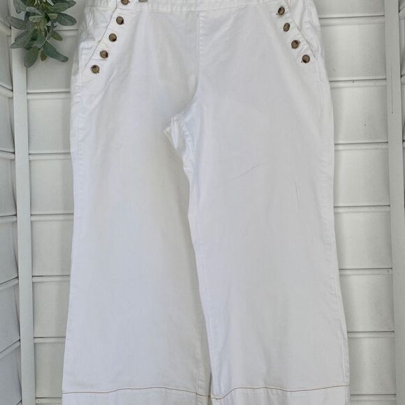 Lane Bryant Flare‎ Sailor Cotton Twill Stretch Pants White 28 - Picture 4 of 16
